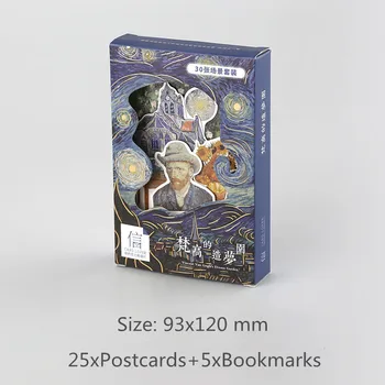 

30 Pcs/Set Van Gogh's Dream Garden Postcard Bronzing Series Greeting Cards Bookmarks Journal Decoration