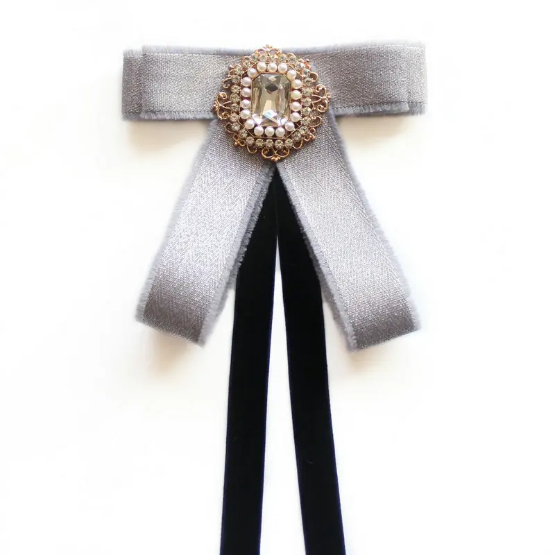 Handmade Bow Tie Элегантный Для женщин вырезом рубашка с воротником галстук-бабочка, горный хрусталь жемчужные бусины сплав Свадебная деловая вечеринка галстук-бабочка Форма бантом Accessoroies - Цвет: Handmade Bow Tie