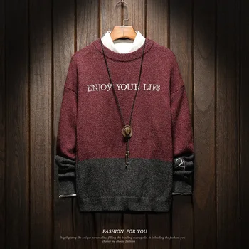 

2020 Spring Autumn Winter Christmas Casual O-Neck Patchwork Pullover Sweater Men Turtleneck Fashion Brand Warm Pull