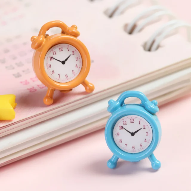 1PC 1:12 Scale Mini Metal Alarm Clock Home Decoration Dollhouse Miniature Toy Doll Living Room Accessories 10 Colors 3