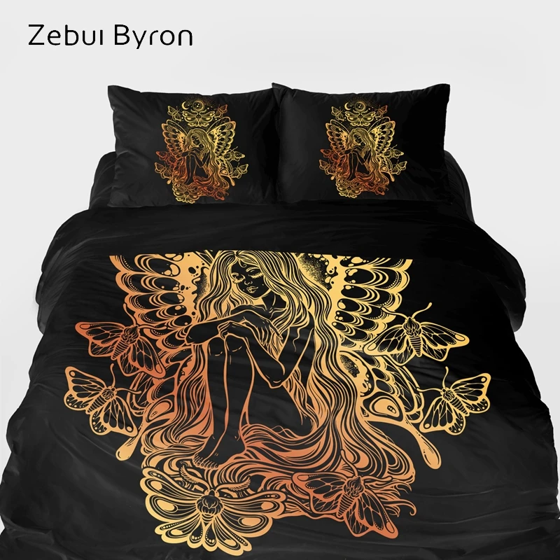 Best 3D HD Bedding sets,Duvet Cover set King Queen Custom Size,Bed Set Black Golden Magic Princess,Blanket Quilt Cover Set,Bedclothes