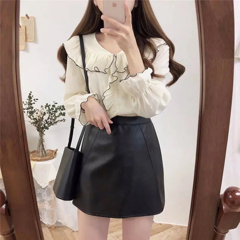 Новинка 2020 года сезон ранняя весна стильные повседневные блузы с оборками и