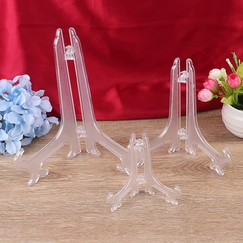 

2Pcs Clear Plastic Easels Plate Holders Display Dish Rack Picture Frame Photo Book Pedestal Holder Display Stand Stander