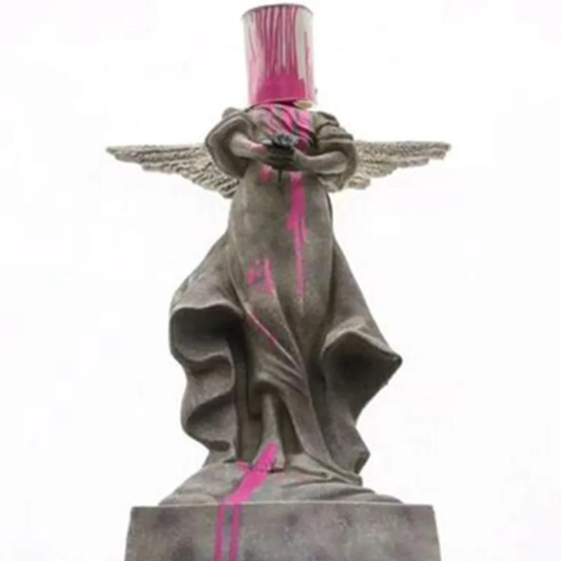 Знаменитый артист ведро на голове(Оригинальная версия)-знаменитая художественная краска ветра Ангел уличное искусство Скульптура фигурка игрушка X1928