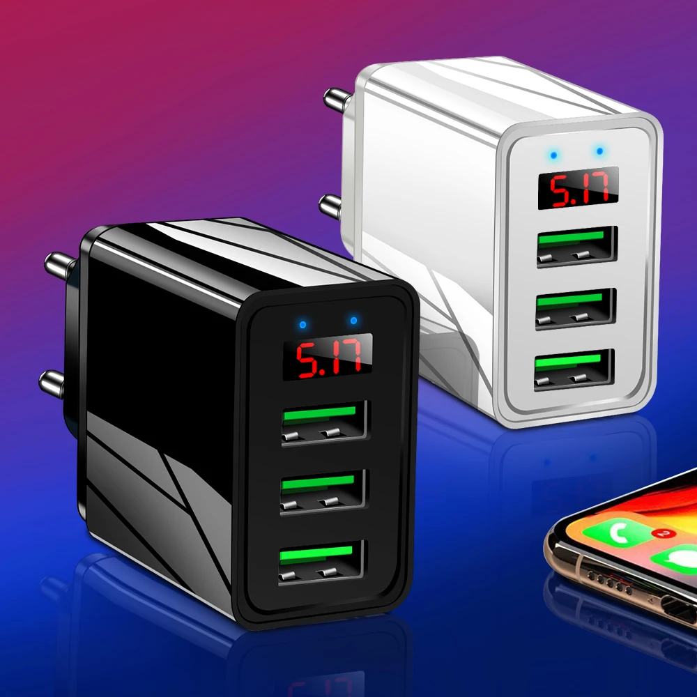 Зарядное устройство USB со светодиодным цифровым дисплеем для iphone11 7 8 Samsung S8 S9 S10 Plus