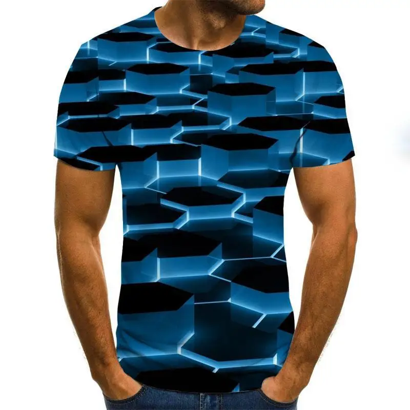 3d T-Shirt Men 'S Irregular Pattern Printed Short Sleeve Summer Casual Round Neck T -Shirt Fun Shape Pattern Street Clothing