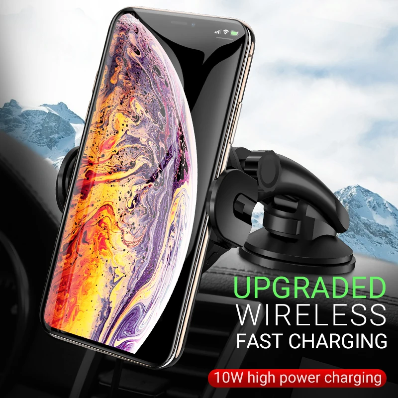 hoco беспроводное зарядное устройство в авто держатель телефона 5W 7.5W 10W быстрая беспроводная зарядка телефона подставка в машину держалка телефона набор с QC3.0 usb автомобильный зарядник адаптер юсб для машины