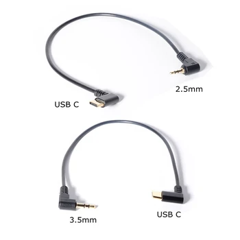 

3.5 mm & 2.5 mm Audio to USB C Cable, 90 Degree angle USB Type-C to 2.5mm 3.5mm elbow Male AUX Headphone Jack Cable 30cm 1FT