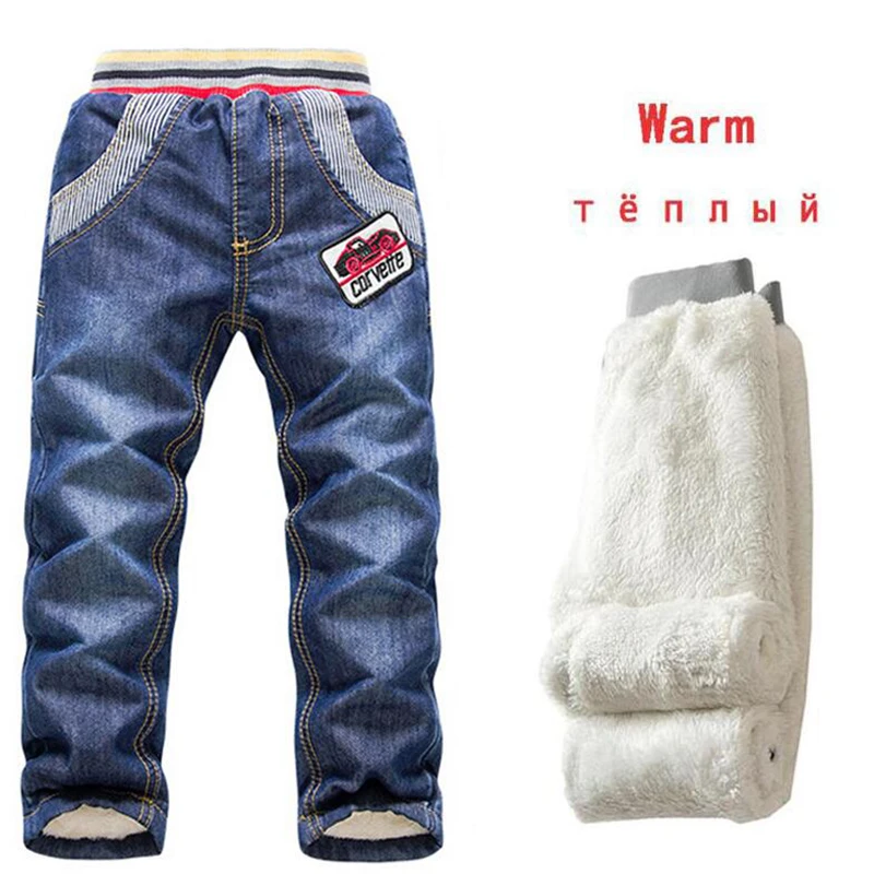 

Winter Casual Jeans Denim Christmas Boys Jeans Trousers 2-7Yrs Kids Thicken Add Wool Pant New Brand Outerwear Warm Trousers