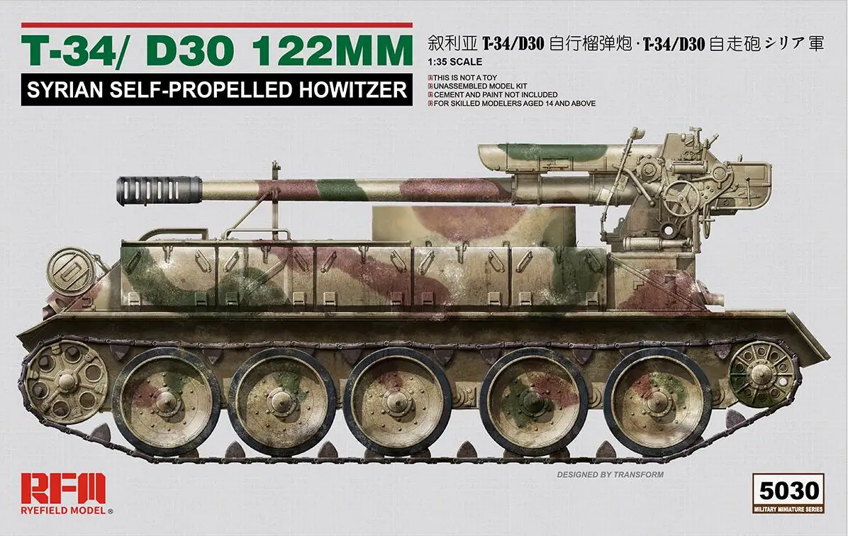 Rye Field Modello Rm-5030 1:35 Syrian T-34/D30 Kit Modello Howitzer Da 122Mm