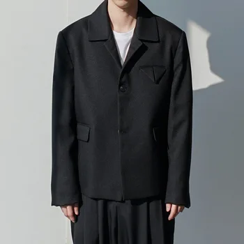 

Male Japan Korea Streetwear Loose Suit Jacket Outerwear Men Retro Fashion Casual Short Suit Blazer Coat