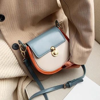 

Contrast Color PU Leather Crossbody Bags For Women 2020 Fashion Small Shoulder Bag Female Handbags And Purses Travel Bags