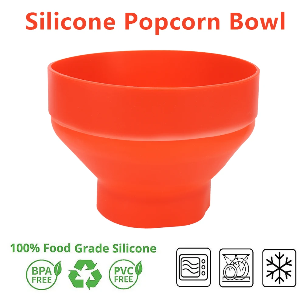 Silicone Foldable Microwave Popcorn Bowl with Lid - High Quality Kitchen Tool