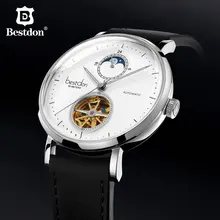 Bestdon 2.5d изогнутые механические часы мужские Роскошные автоматические Брендовые Часы с скелетом водонепроницаемые спортивные наручные часы с лунофазой