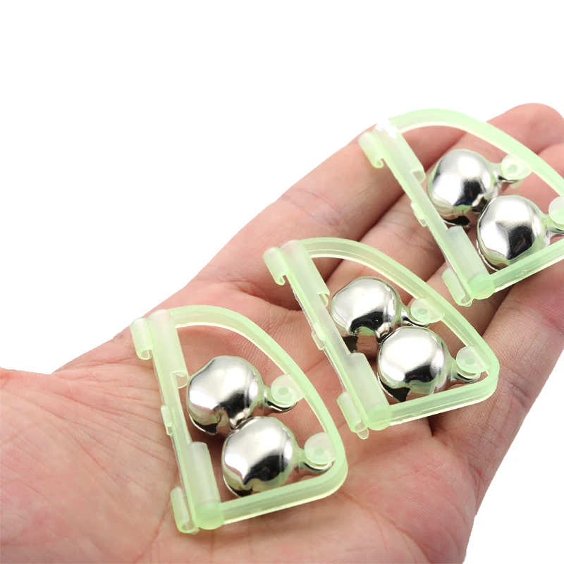 

4PCS Fluorescent Fishing Rod Pole Tip Clip Twin Bell Alarm Alert Ring Glow In The Dark Fishing Tackle Box Accessory Tool X454