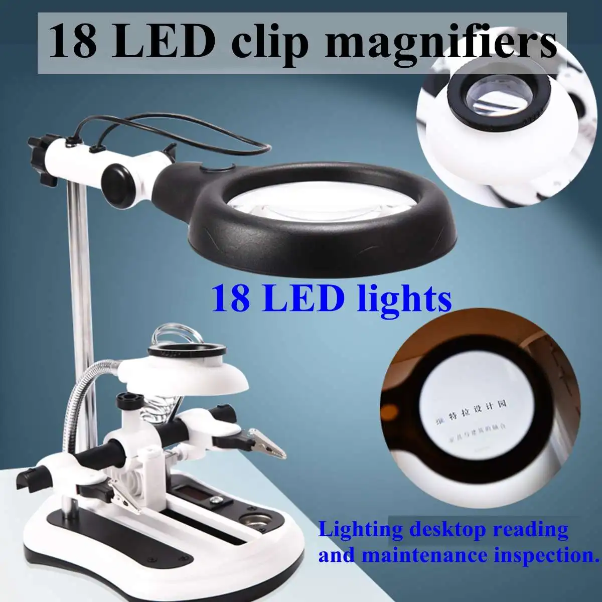 

18 LED Multi-functional 5X/10X Welding LED Magnifier Clip Holder Clamp Helping Hand Soldering Repair Mgnifying Tool