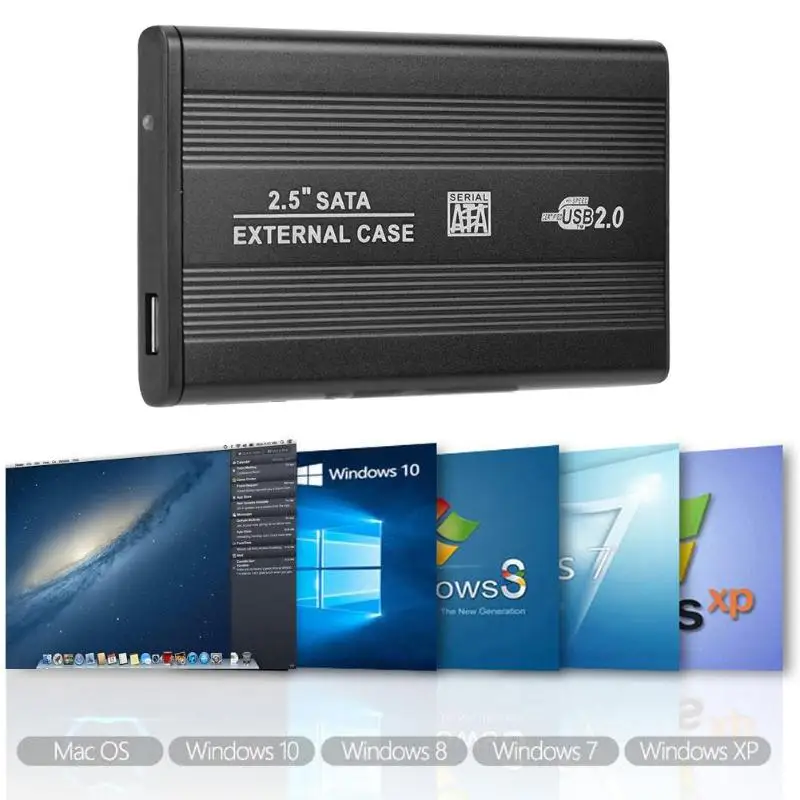 2 5 дюйма SSD жесткий диск чехол SATA USB2.0 HDD коробка Алюминий сплав Портативный