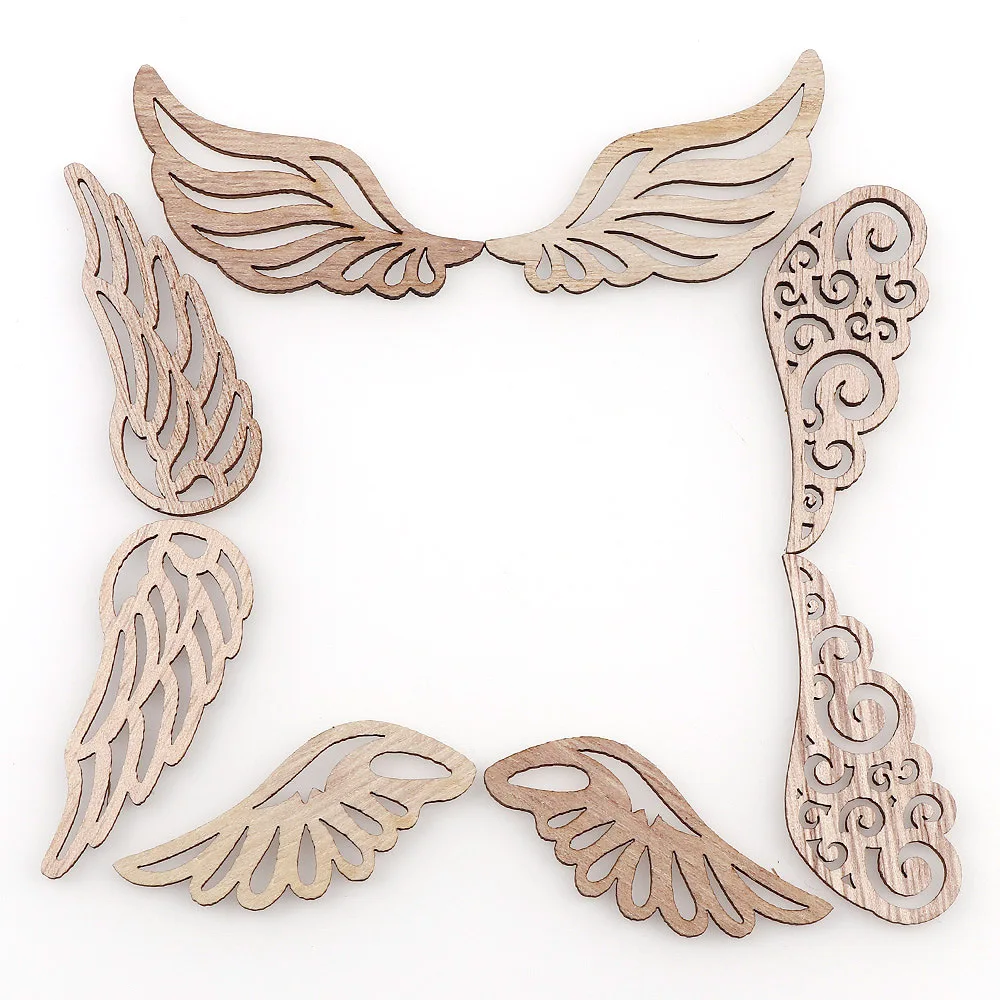 40Pcs/bag Wooden DIY Angel Wings 4 Styles Wood Wedding Decorative