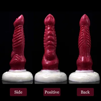 NNSX Dragon Dildo Blood Strange Shape Uneven Glitter Silicone Insert Vagina Anal Plug With Suction Cup Masturbatory Sex ToysShop 2