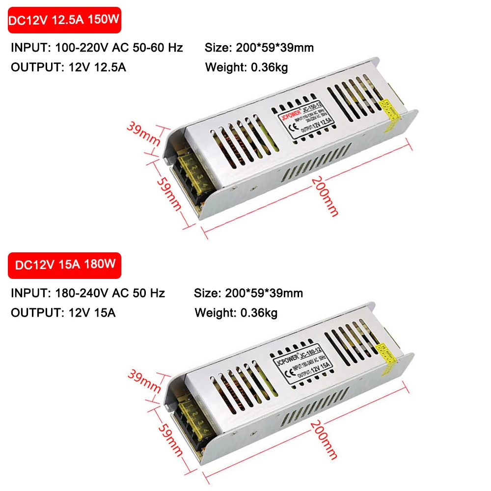 DC 12V Светодиодный источник питания Трансформаторы ультра тонкий 5A/10A/12.5A/15A/16.5A/20A/30A переключатель адаптер освещения AC 110 V-220 V