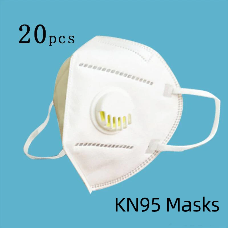 

2/10/ 20pcs Kn95 Mask With Valve Anti Fog Anti Dust Particles Activated Carbon Prevention PM2.5 multilayer filter N95 Mask