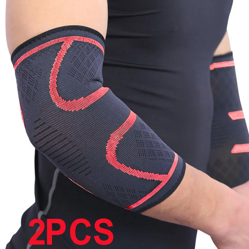 2Pcs Elbow Pads Support Elastic Gym Sport Elbow Basketball Volleyball Sport Safety Breathable Elbow Pad Arm Sleeve Elbow Brace - Color: 2PCS