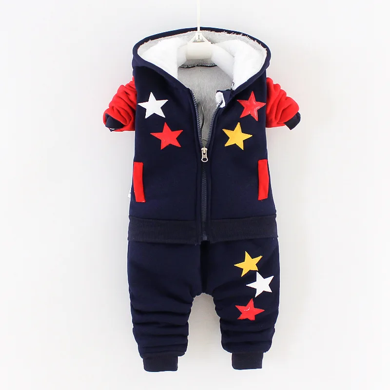Baby boy & girl's clothes winter pure cotton thick casual hooded sweater three-piece