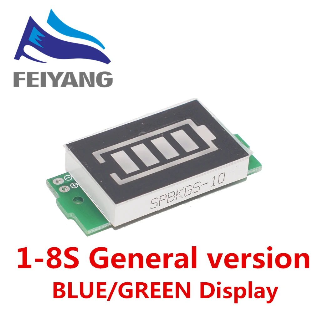 

1PCS 1S-8S 3.7V Lithium Battery Capacity Indicator Module 4.2V Blue/GREEN Display Electric Vehicle Battery Power Tester Li-ion