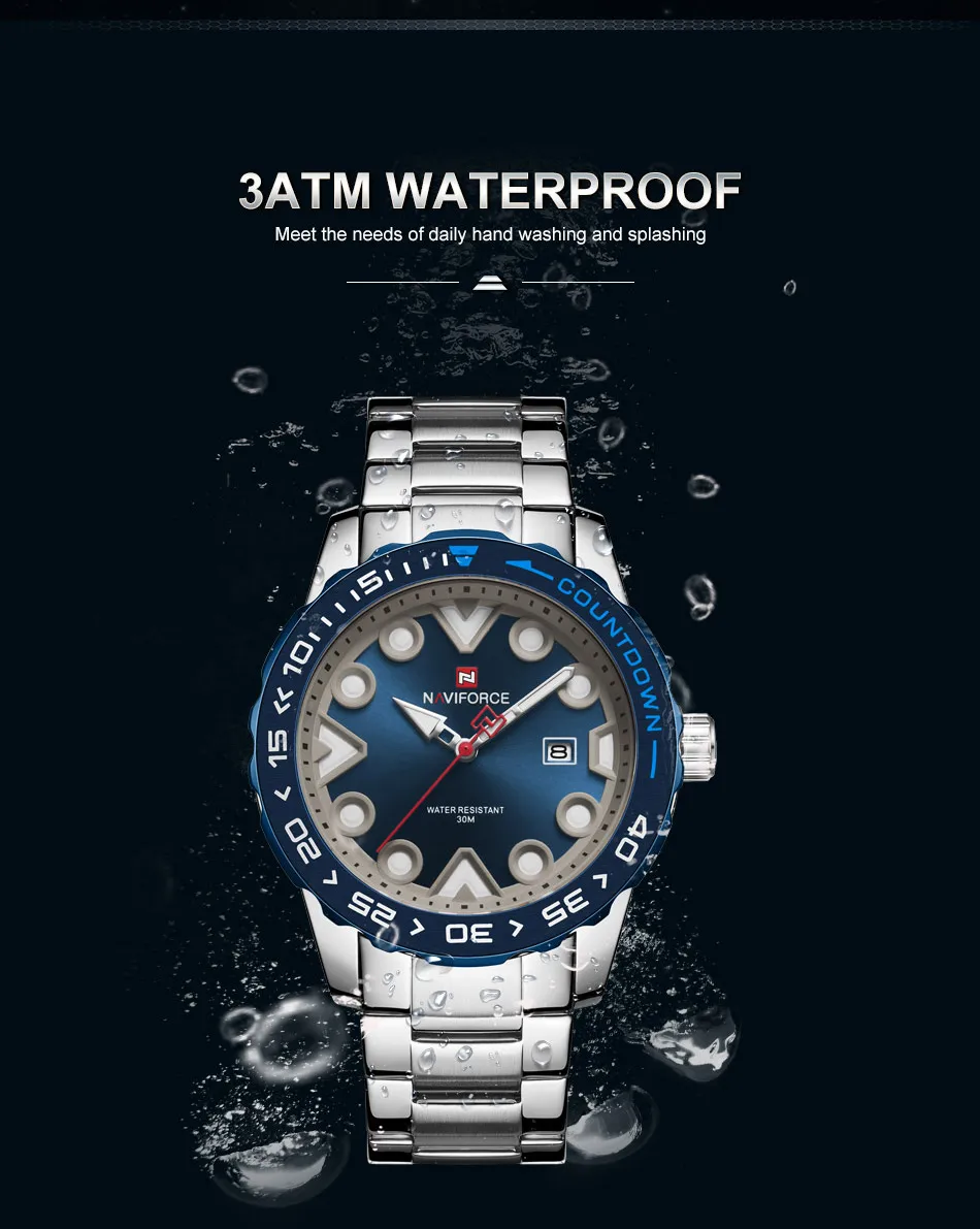Бренд NAVIFORCE часы мужские Топ люксовый бренд водонепроницаемые кварцевые наручные часы с большим циферблатом спортивные часы мужские часы Relogio Masculino