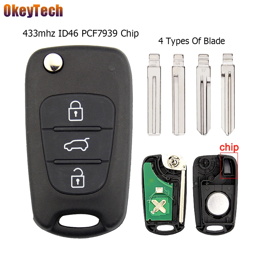 OkeyTech дистанционный Автомобильный ключ для Hyundai I20 I30 IX35 I35 Accent Kia Picanto Sportage K5 3 кнопки