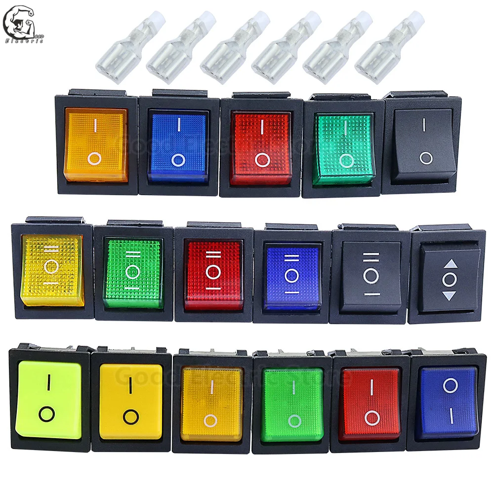 1pcs KCD4 Latching/Momentary Rocker Switch Power Switch I/O l/O/ll 4 Pins/6 Pins With Light 16A 250VAC/25A 250V 20A 125VAC afbeelding