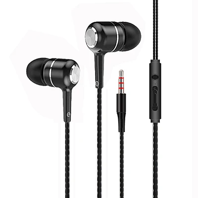 Hifi стерео бас наушники в уши 3,5 мм проводные наушники 4 цвета металл HIFI наушники с микрофоном для Note 8 pro Mi A3 P20 P30 lite - Цвет: Black