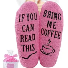 Женские зимние теплые утолщенные тапочки до середины икры с забавными буквами; махровые носки с капкейками; подарок для влюбленных