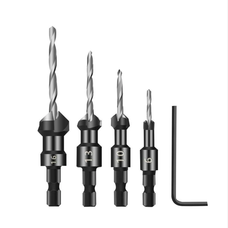 

4PCS Countersink Drill Bit Set Wood Drill Set woodworking drill bits set