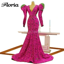 Розовое и Зеленое Длинное мусульманское вечернее платье Дубай дизайн модное платье для выпускного вечера Русалка Формальные Вечерние платья Abendkelider