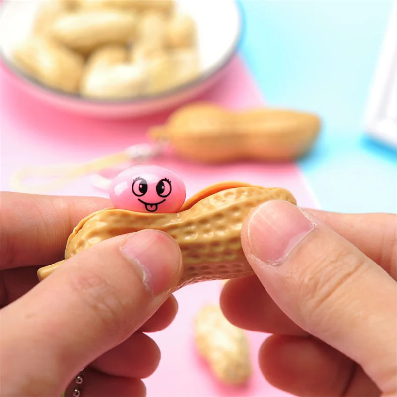 New Unlimited Pinch Squeeze Peanut Meat Soybean Squeeze Decompress Relieve Boredom and Vent Small Keychain Stress Fidget Toys squeezy toys