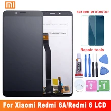 Tela original para xiaomi redmi 6a, display lcd, touch screen, com quadro, digitalizador lcd, redmi 6, peças de reparo e montagem toque touch