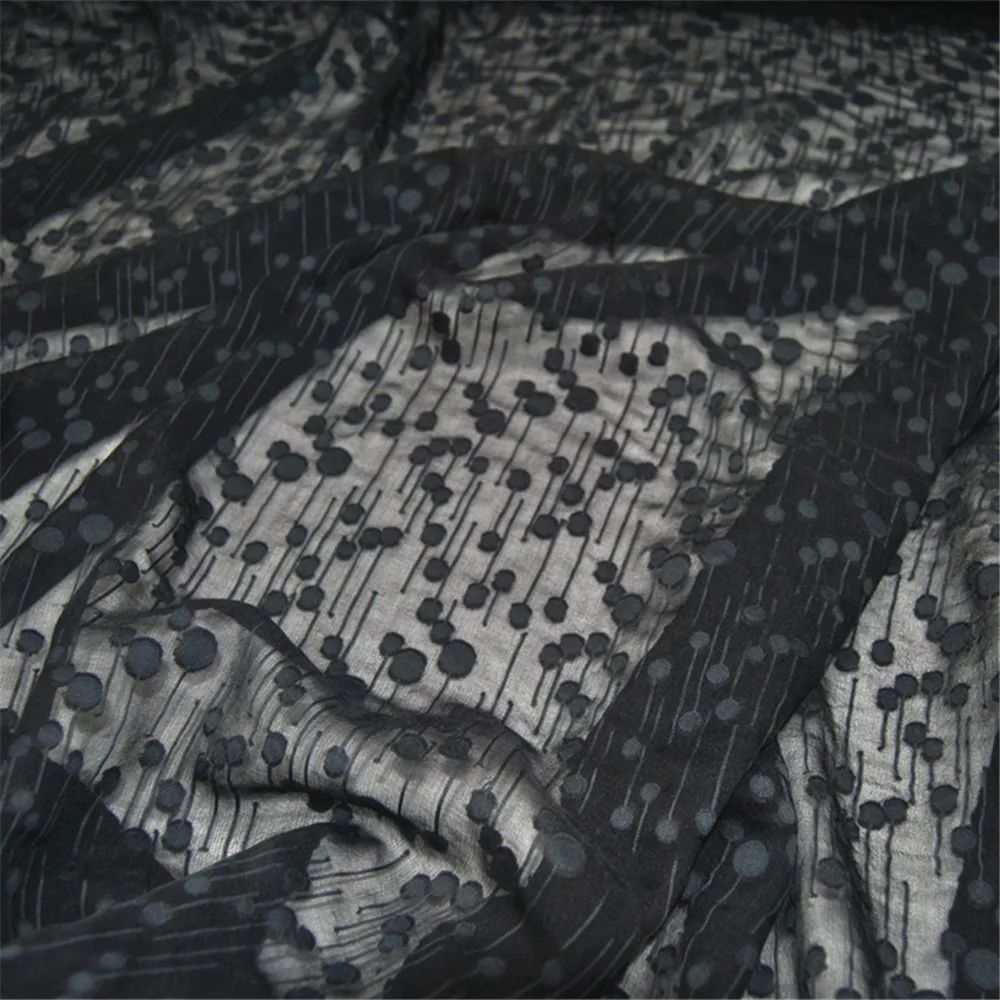 

Винтажная шелковая жаккардовая ткань Bosky с вышивкой, очаровательные черные красивые тонкие платья в горошек для женщин и девочек