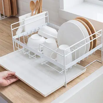 

Kitchen Storage Rack Single Layer Bowls Plates Chopsticks Drain Rack Cutlery Utensil Organizer Flatware Caddy for Home Kitchen