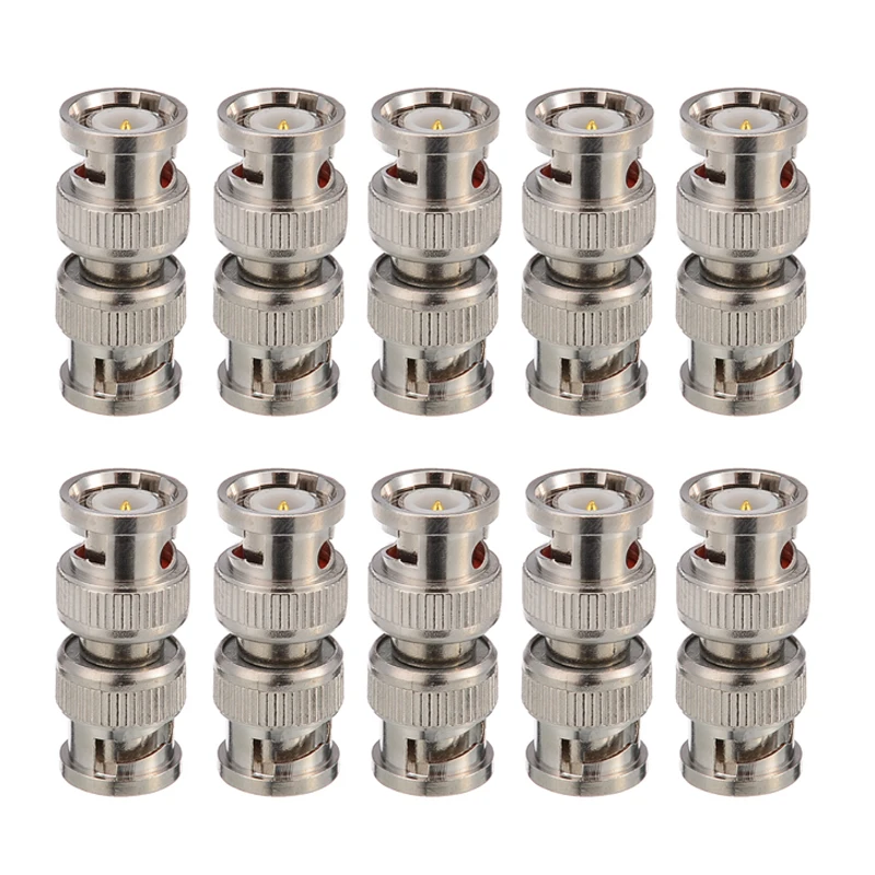 

10Pcs/Set BNC Male Plug To Male Jack Coupler Coaxial Cable Connector Adapter For CCTV Camera