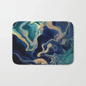 

HOT Bathroom Rugs Gold Indigo Marble Bath Mat Flannel Absorbent Non Slip Doormat Entrance Door Bath Room Mats