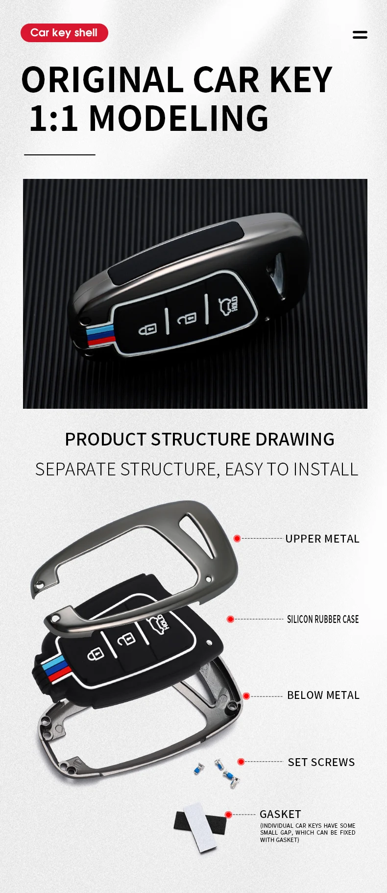 Cover portachiavi in lega per Hyundai Grand Santa Fe IX45 GENESIS EQUUS AZERA 2013 2014 2015 2016 accessori 12 Cover portachiavi in lega per Hyundai Grand Santa Fe IX45 GENESIS EQUUS AZERA 2013 2014 2015 2016 accessori - H7db7bec69b714be498ced3ab6ddb5d9d4