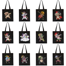 

Unicorn Cartoon Fashion Canvas Shoulder Bag Men Women Cute Animal Harajuku Kawaii Tote Bag Leisure Travel Shopping Grocery Bag