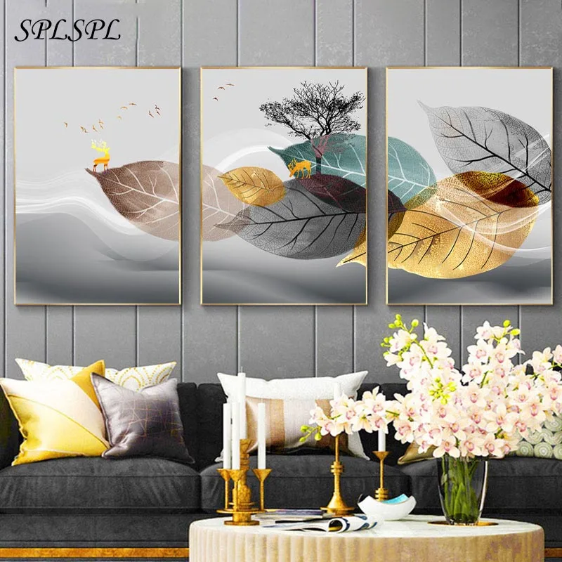 Abstract Black and White Plant Poster Canvas Print Leaves Wall Art Picture Modern Minimalist Living Room Decorative Painting | Дом и сад