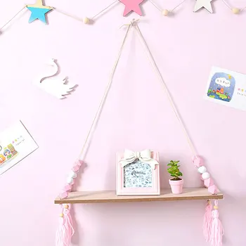

Bedroom Wall Hanging Ornaments Shelves For Wall Shelf Organizer Pendant Wooden Board Storage Shelf Rack Home Decoration