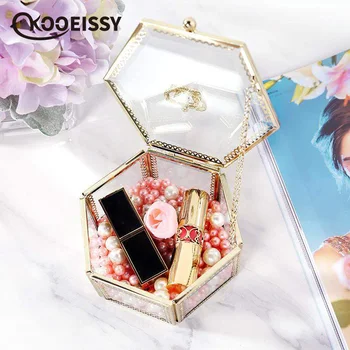 

Noble Imperial Crown Glass Storage Box Small Gift For Party Romantic Wedding Ring Box Cosmetic Organizer Jewelry Container