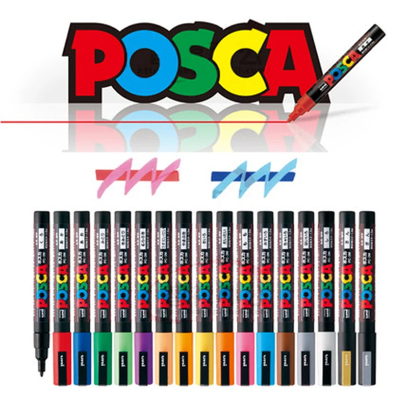15 цветов/набор UNI POSCA PC-5M маркер ручка на водной основе Поп реклама ручка граффити 1,8-2,5 мм Перманентный Художественный набор ручек
