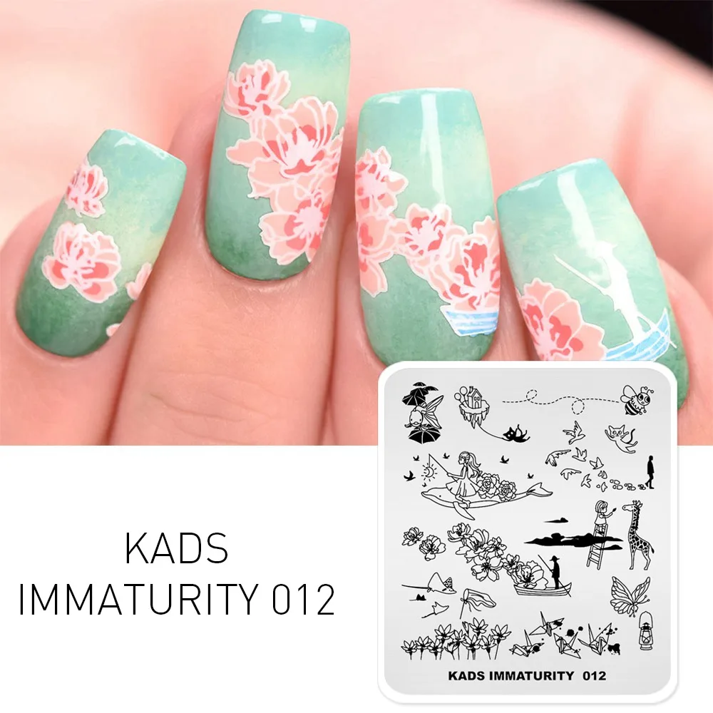 IMMATURITY--012 KADS стемпинг Новое поступление пластины для стемпинга штамп для стемпинга стемпинг для ногтей штамп для ногтей трафареты для ногтей стемпинг пластины Рождество стиль для маникюра дизайн ногтей штамповка стэмпинг - Цвет: IMMATURITY--012
