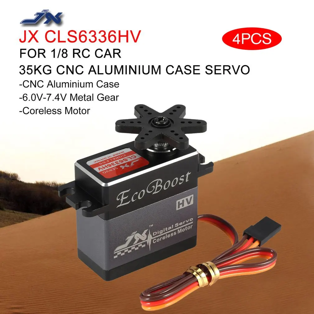 4 шт. JX CLS6336HV 35 кг 6-7,4 В высокое напряжение металла шестерни алюминиевый корпус цифровой Coreless сервопривод для 1/8 радиоуправляемые машины самолеты