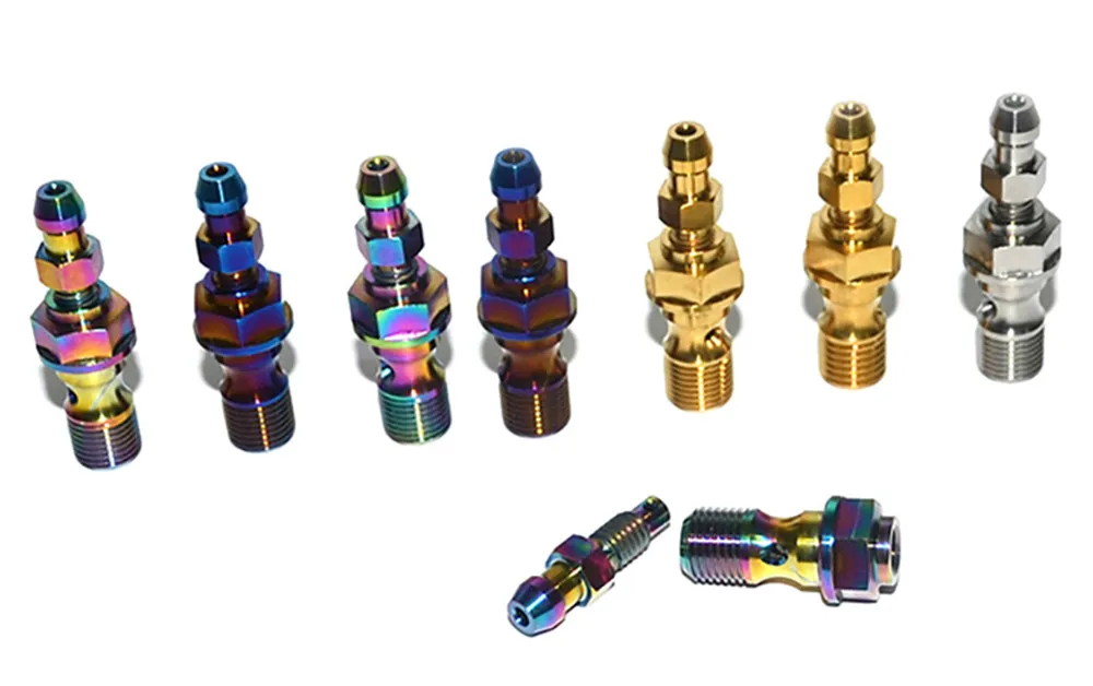 Titanium Bolt M10 x 1.0 1.25 pitch of motorcycle brake caliper tubing with Bleeder Valve for Ducati KTM